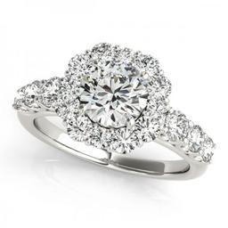 CERTIFIED PLATINUM 2.08 CTW J-K/VS-SI1 DIAMOND HALO ENGAGEMENT RING