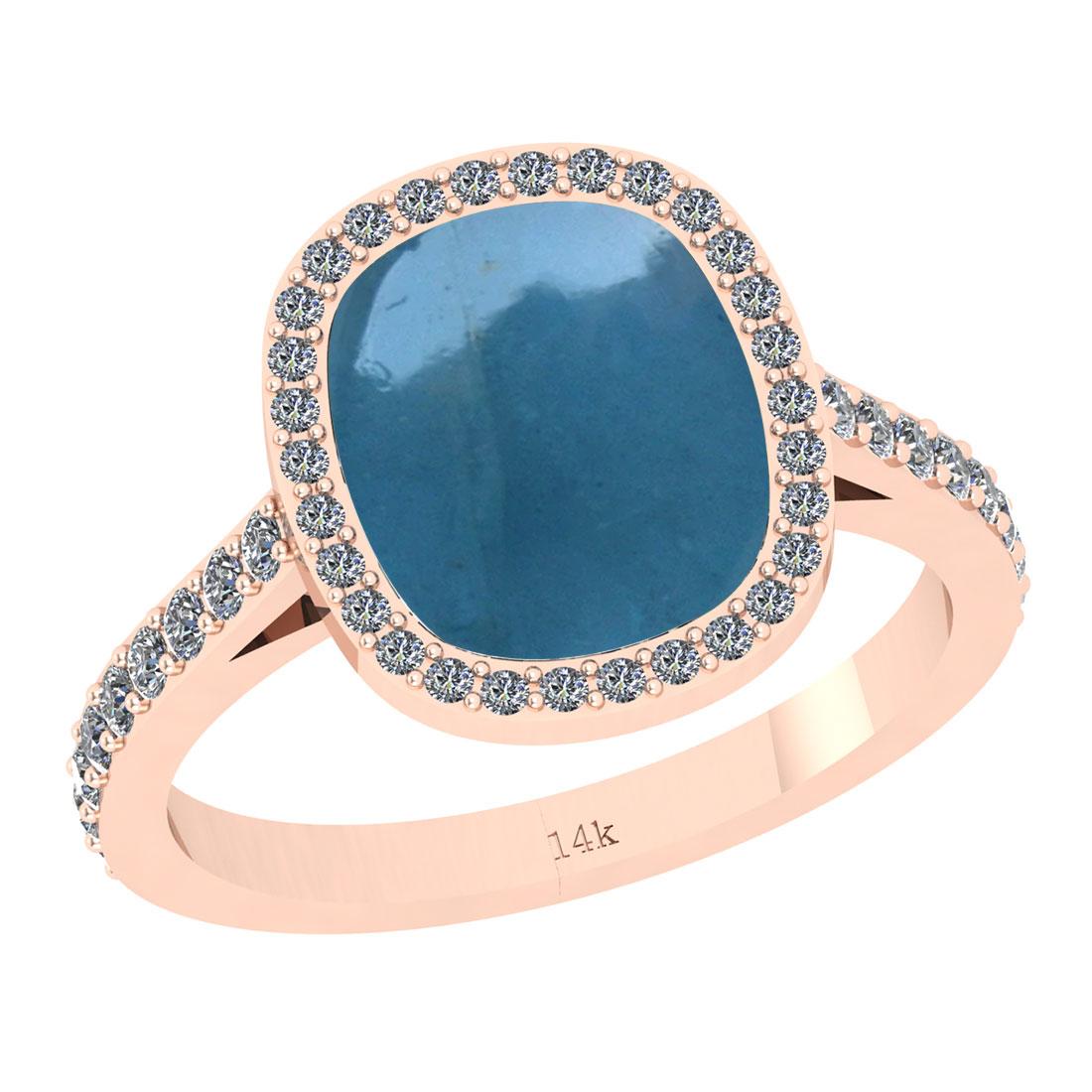 3.58 Ctw SI2/I1 Aquamarine And Diamond 14K Rose Gold Engagement Halo Ring