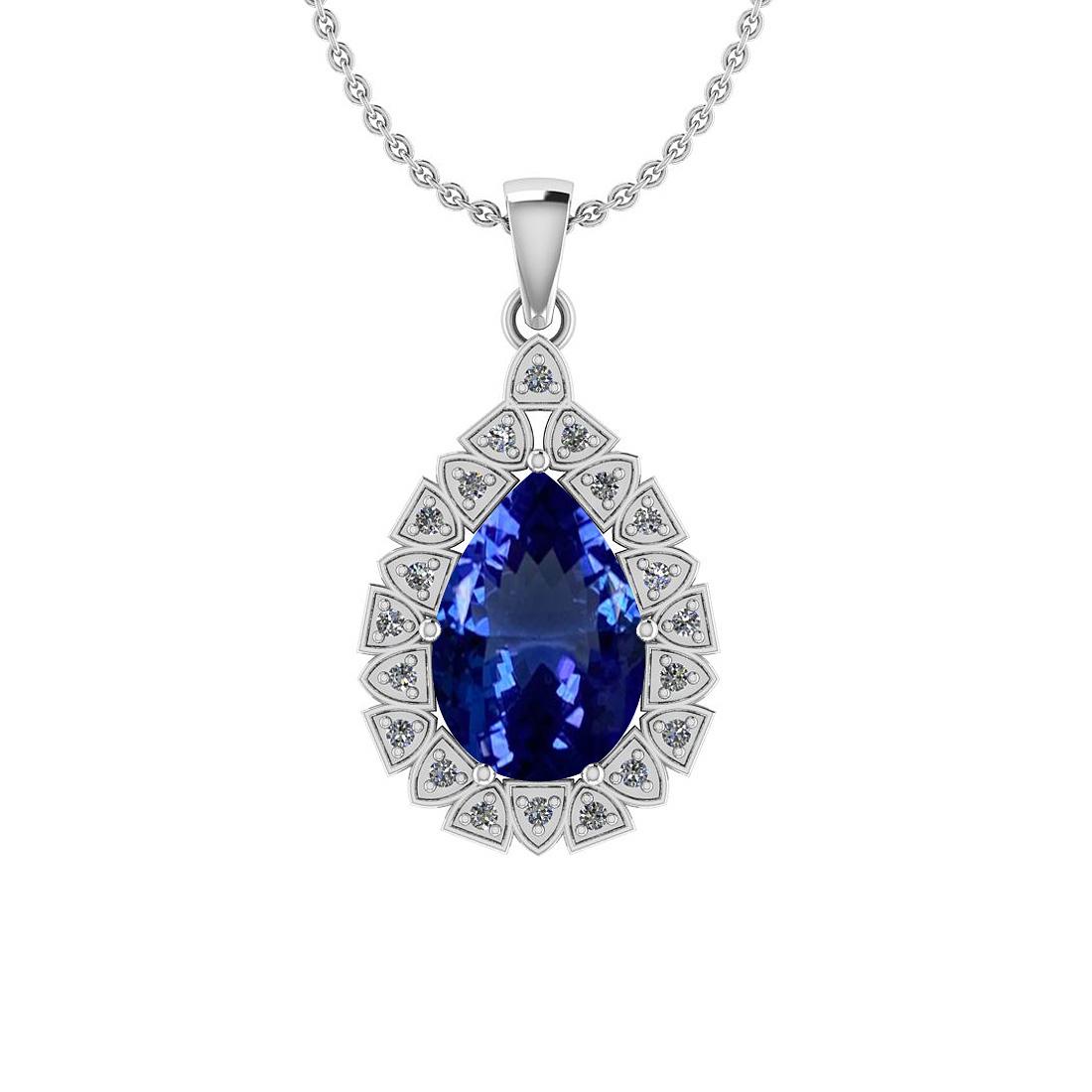 2.65 Ctw VS/SI1 Tanzanite And Diamond 18K White Gold Pendant Necklace