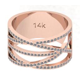 0.84 Ctw Si2/i1 Diamond 14K Rose Gold Men's Band Ring