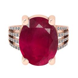 9.62 CtwSI2/I1 Ruby And Diamond 14K Rose Gold Cocktail Ring