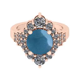 4.30 Ctw SI2/I1 Aquamarine And Diamond 14K Rose Gold Engagement Ring