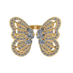 2.80 Ctw SI2/I1 Diamond 14K Yellow Gold Butterfly Engagement Ring