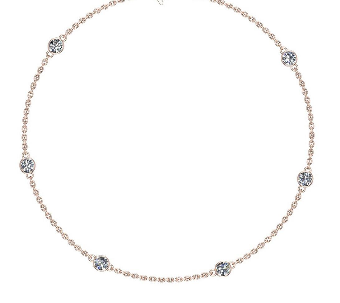 0.70 Ctw SI2/I1 Diamond 14K Rose Gold Station Necklace