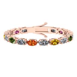 8.50 Ctw VS/SI1 Multi Stone Sapphire And Diamond 14K Rose Gold Bracelet