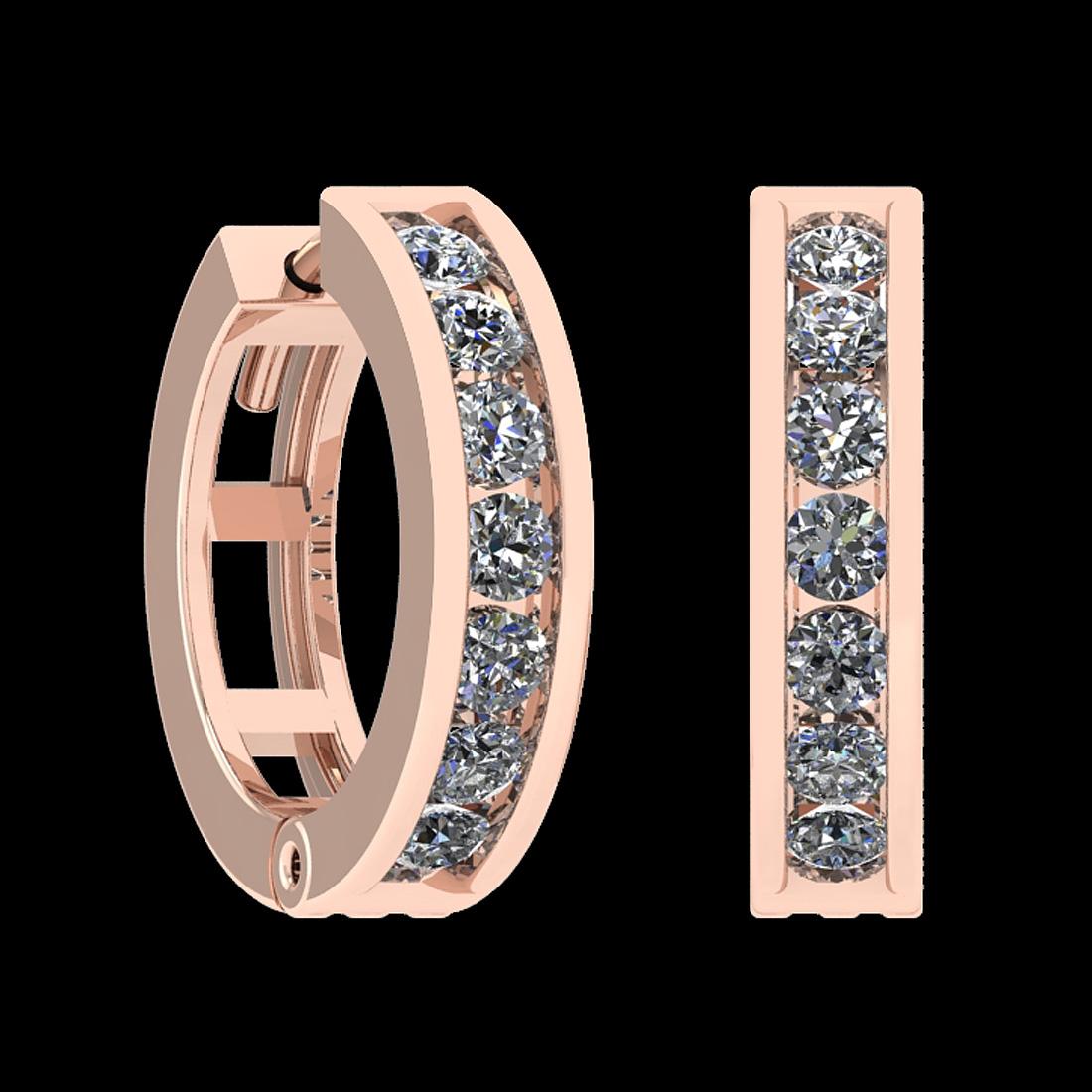 0.46 Ctw i2/i3 Diamond 14K Rose Gold Hoop Earrings