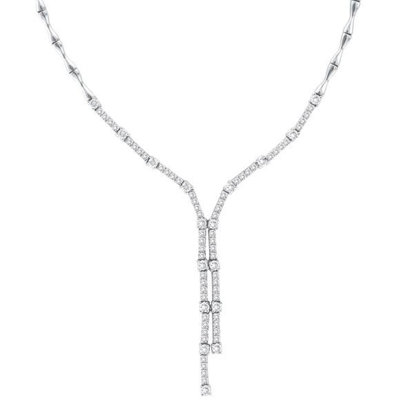 Diamond Tie Lariat Choker Necklace in 14K White Gold (2.25ct)