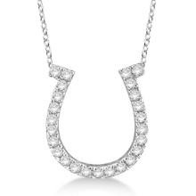 Diamond Horseshoe Pendant Necklace 14k White Gold 0.26ctw