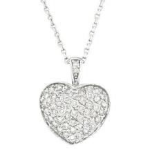 Diamond Puffed Heart Pendant Necklace in 14k White Gold 1.30ctw