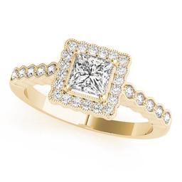 CERTIFIED 18K YELLOW GOLD 0.66 CTW J-K/VS-SI1 DIAMOND HALO ENGAGEMENT RING