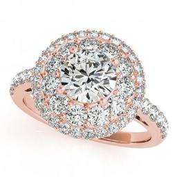 CERTIFIED 18K ROSE GOLD 1.34 CTW J-K/VS-SI1 DIAMOND HALO ENGAGEMENT RING