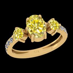 1.31 Ctw Gia certified Natural Fancy Yellow And White Diamond 14K Yellow Gold Wedding Ring