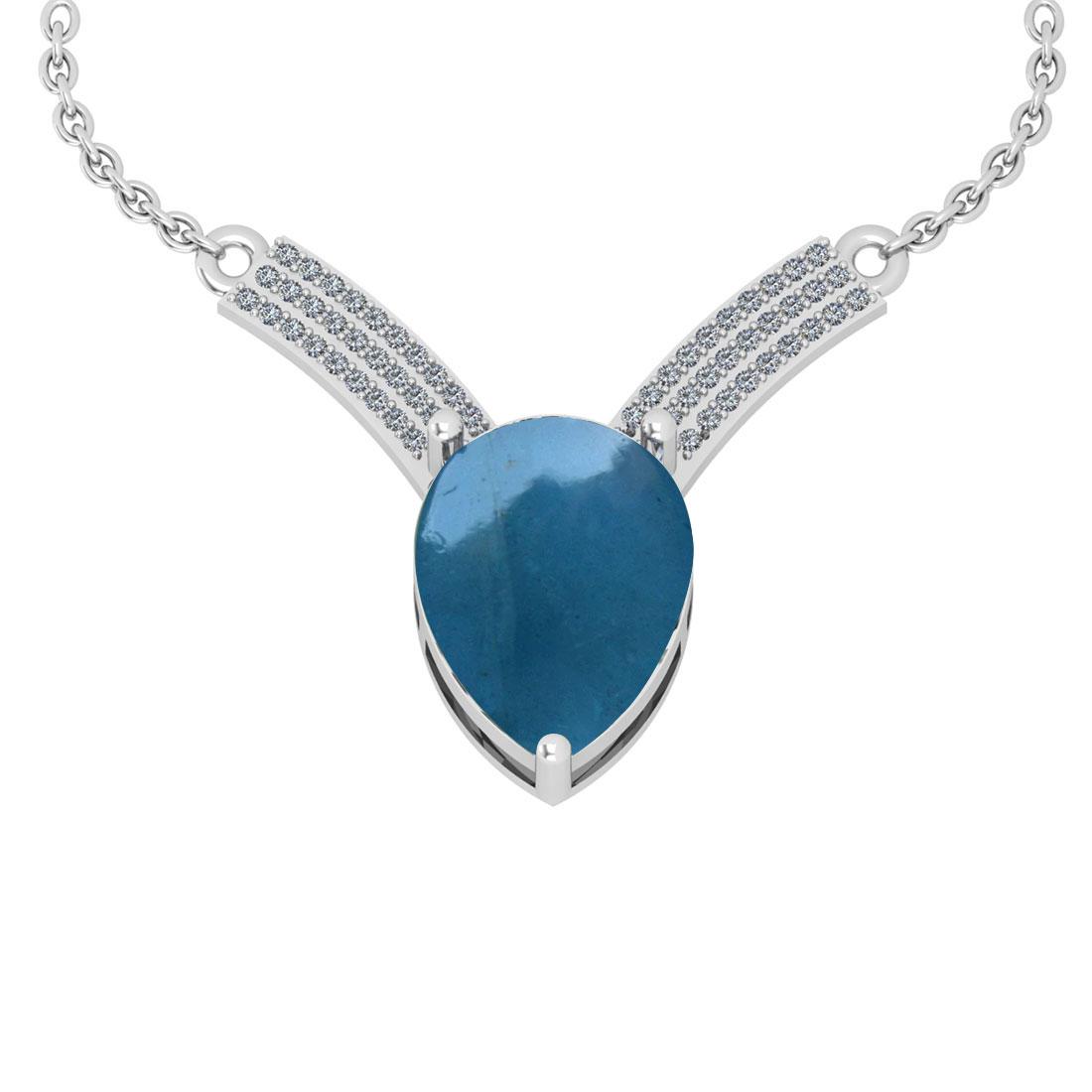 8.52 Ctw SI2/I1 Aquamarine And Diamond 14K White Gold Vintage Style Pendant Necklace