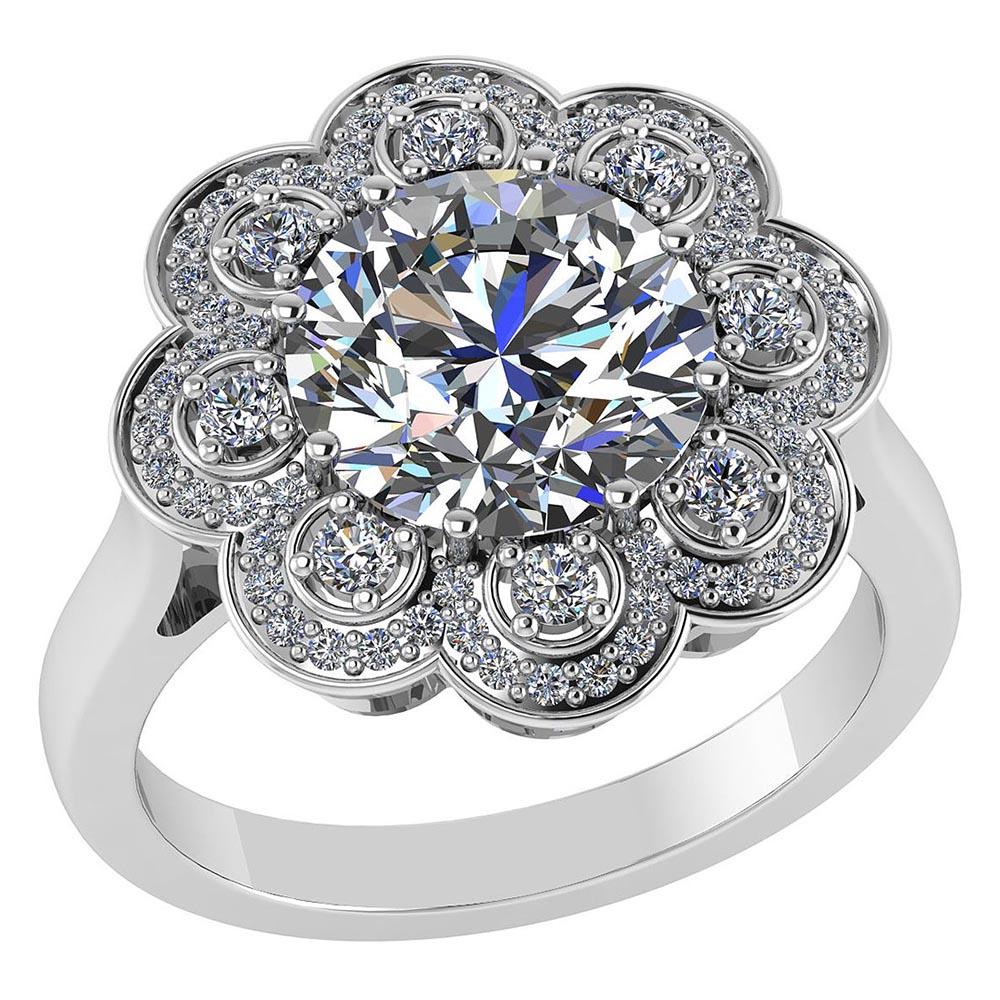 Certified 1.75 CTW Round Diamond 14K White Gold Ring