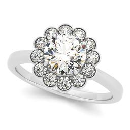 Certified 0.75 Ctw SI2/I1 Diamond 14K White Gold Engagement Halo Ring