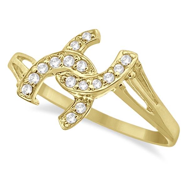 Double Horseshoe Diamond Ring in 14K Yellow Gold 0.10ctw