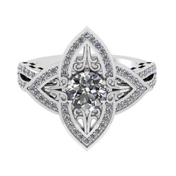 1.37 Ctw SI2/I1 Diamond 14K White Gold Vintage style Wedding Ring