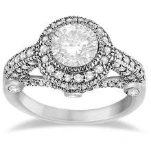 Vintage Style Diamond Halo Art Deco Engagement Ring Platinum 1.97ctw