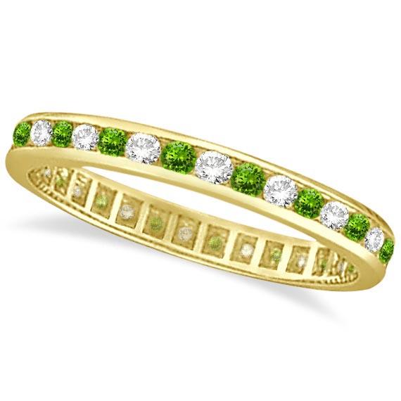 Peridot and Diamond Channel-Set Eternity Ring 14k Yellow Gold 1.04ctw