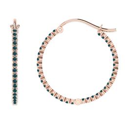 2.04 Ctw i2/i3 Treated Fancy Blue Diamond 14K Rose Gold Hoop Earrings