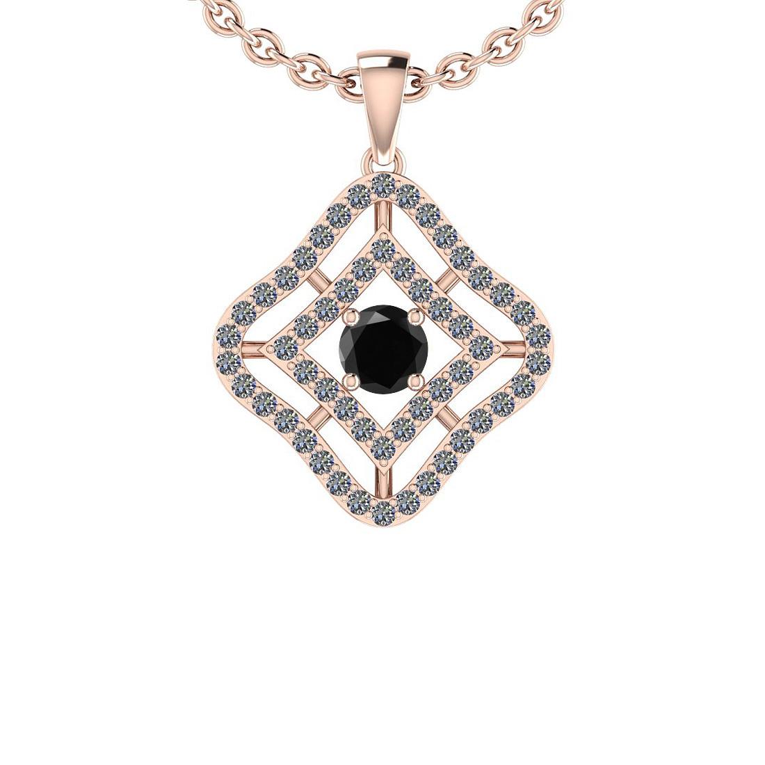 1.60 Ctw i2/i3 Treated Fancy Black And White Dimaond 14K Rose Gold Pendant