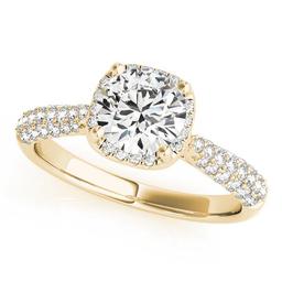 CERTIFIED 18K YELLOW GOLD 1.15 CTW J-K/VS-SI1 DIAMOND HALO ENGAGEMENT RING