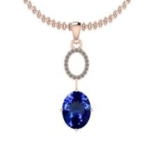 Certified 4.50 Ctw VS/SI1 Tanzanite And Diamond 14k Rose Gold Victorian Style Necklace