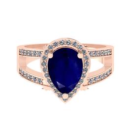 2.27 Ctw SI2/I1 Blue Sapphire and Diamond 14K Rose Gold Engagement Ring