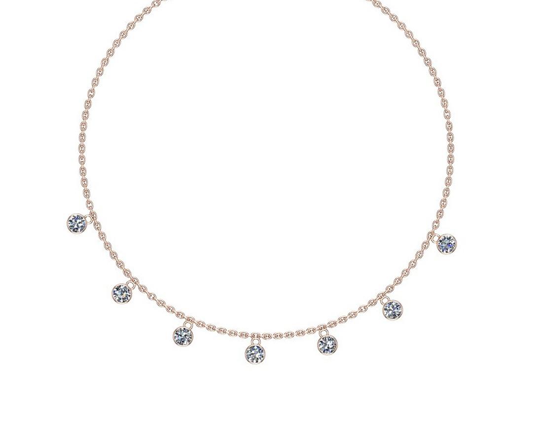 1.05 Ctw SI2/I1 Diamond 14K Rose Gold Station Necklace