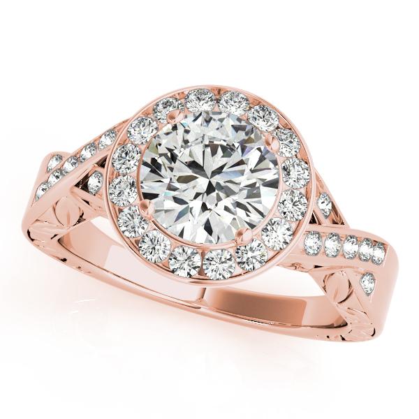 CERTIFIED 18K ROSE GOLD 1.01 CTW J-K/VS-SI1 DIAMOND HALO ENGAGEMENT RING