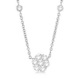 Flower Pendant Station Necklace 14k White Gold (1.00ct)