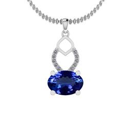 Certified 5.91 Ctw VS/SI1 Tanzanite and Diamond 14K White Gold Vintage Style Pendant