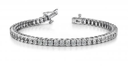 14KT WHITE GOLD 2 CTW G-H VS2/SI1 HALF BEZEL CONFIDENCE TENNIS BRACELET