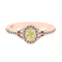 0.65 Ctw GIA Certified Fancy Yellow Diamond 14K Rose Gold Engagement Ring