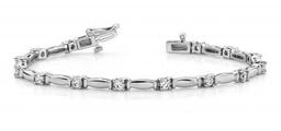 14K WHITE GOLD 1 CTW G-H I1/I2 SHINY COLUMN LINK DIAMOND BRACELET