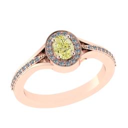 0.65 Ctw GIA Certified Fancy Yellow Diamond 14K Rose Gold Engagement Ring