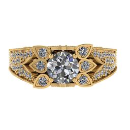 2.04 Ctw SI2/I1 Diamond 14K Yellow Gold Vintage style Wedding Ring