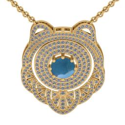 6.03 Ctw SI2/I1 Aquamarine And Diamond 14K Yellow Gold Necklace