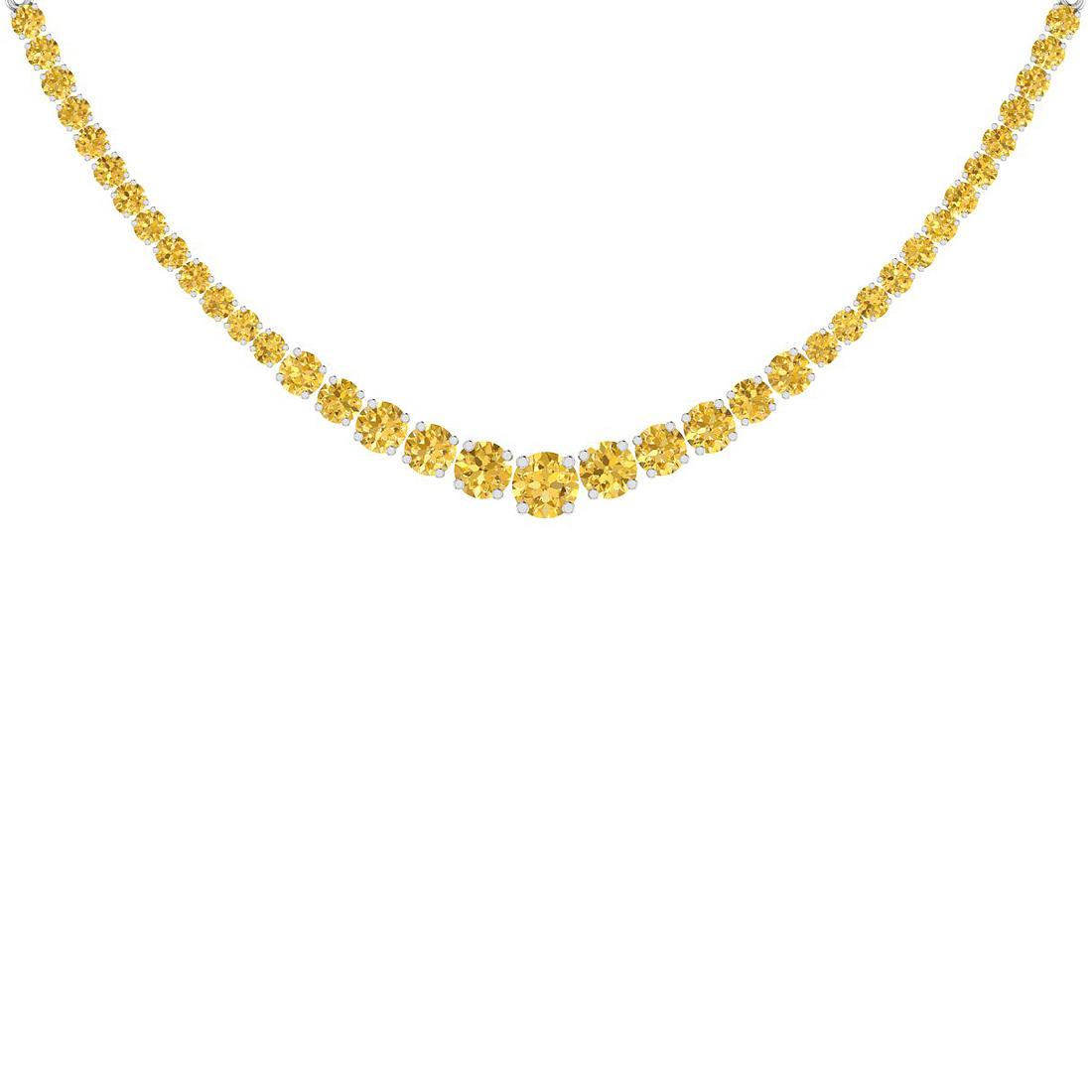 5.63 Ctw i2/i3 Treated Fancy Yellow Diamond 14K White Gold Necklace