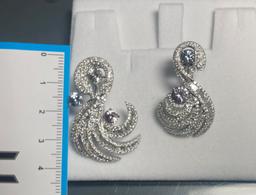 Handmade Piece by Designer Mischelle 18k White Gold Swan Earrings