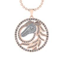 2.38 Ctw SI2/I1 Diamond 14K Rose and white Gold two tone Zodiac Sign Horse pendant necklace