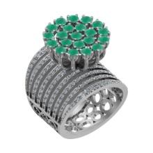 15.40 CtwSI2/I1 Emerald and Diamond 14K White Gold Engagement Ring