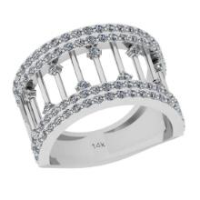 1.16 Ctw SI2/I1 Diamond 14K White Gold Bridal Wedding Band Ring
