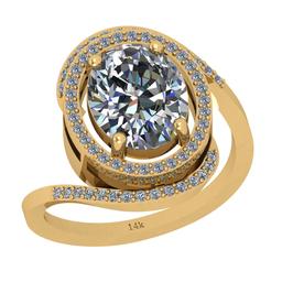 2.82 Ctw SI2/I1 Diamond 14K Yellow Gold Engagement Halo Ring (Oval Cut Center Stone Certified By GIA