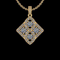 1.28 Ctw SI2/I1 Diamond 14K Yellow Gold Vintage Stye Pendant Necklace