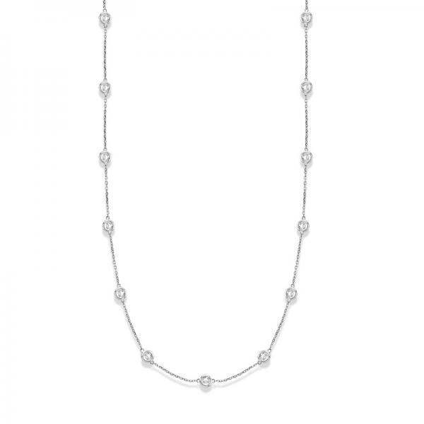 36 inch Station Station Necklace 14k White Gold 3.00ctw