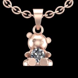 0.95 Ctw SI2//I1 Diamond 14 K Rose Gold Teddy Pendant Necklace