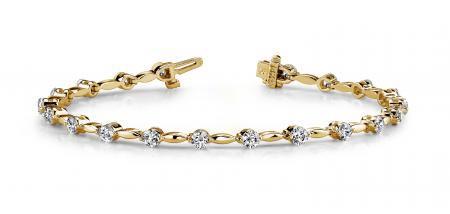 14KT YELLOW GOLD 1 CTW G-H VS2/SI1 TEARDROP LINK DIAMOND BRACELET