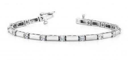 14K WHITE GOLD 1 CTW G-H SI2/SI3 DIAMOND AND BAR BRACELET