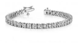 14K WHITE GOLD 2 CTW G-H I1/I2 CLASSIC DIAMOND LINK PRONG SET TENNIS BRACELET